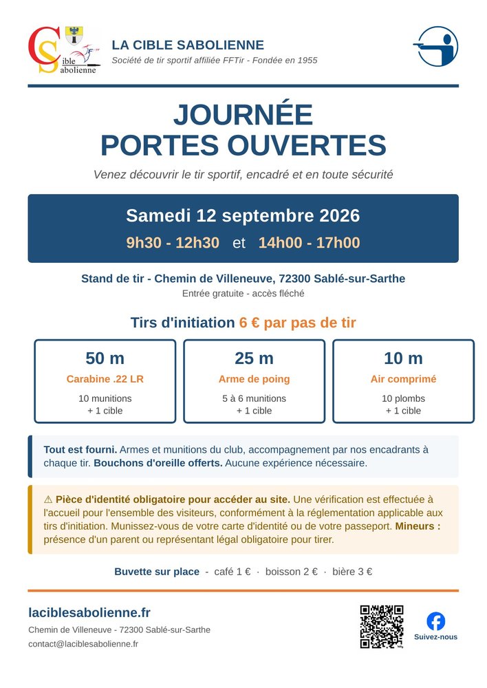 Affiche de la journée portes ouvertes du samedi 12 septembre 2026 à La Cible Sabolienne